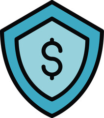 Secured money icon outline vector. Social care. People help color flat