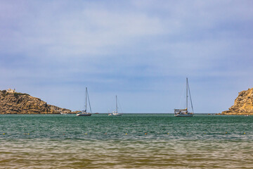 Beautiful cliff walls forming an entrance to the sea into the Sao Martinho bay. Beach of Sao Martinho do Porto - Portugal