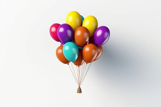 Set of multicolored metallic glossy colors balloons with strings. For birthdays, parties, weddings or promotion banners or posters. Vivid and realistic illustration