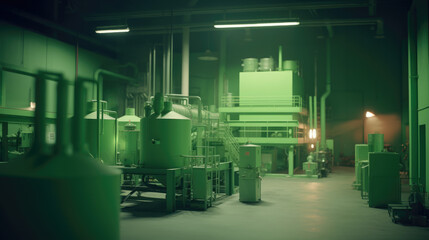 Green factory industry for good environment ozone air low carbon footprint production concept.