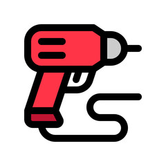 Editable electric drill, drilling machine vector icon. Construction, tools, industry. Part of a big icon set family. Perfect for web and app interfaces, presentations, infographics, etc