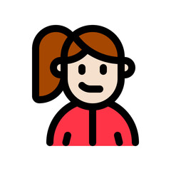 Editable sporty girl with ponytail hairstyle avatar vector icon. User, profile, identity, persona. Part of a big icon set family. Perfect for web and app interfaces, presentations, infographics, etc