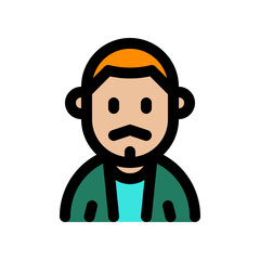 Editable man with buzz haircut and mustache avatar vector icon. User, profile, identity, persona. Part of a big icon set family. Perfect for web and app interfaces, presentations, infographics, etc