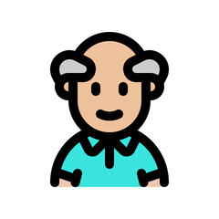 Editable old man grandpa with balding head avatar vector icon. User, profile, identity, persona. Part of a big icon set family. Perfect for web and app interfaces, presentations, infographics, etc