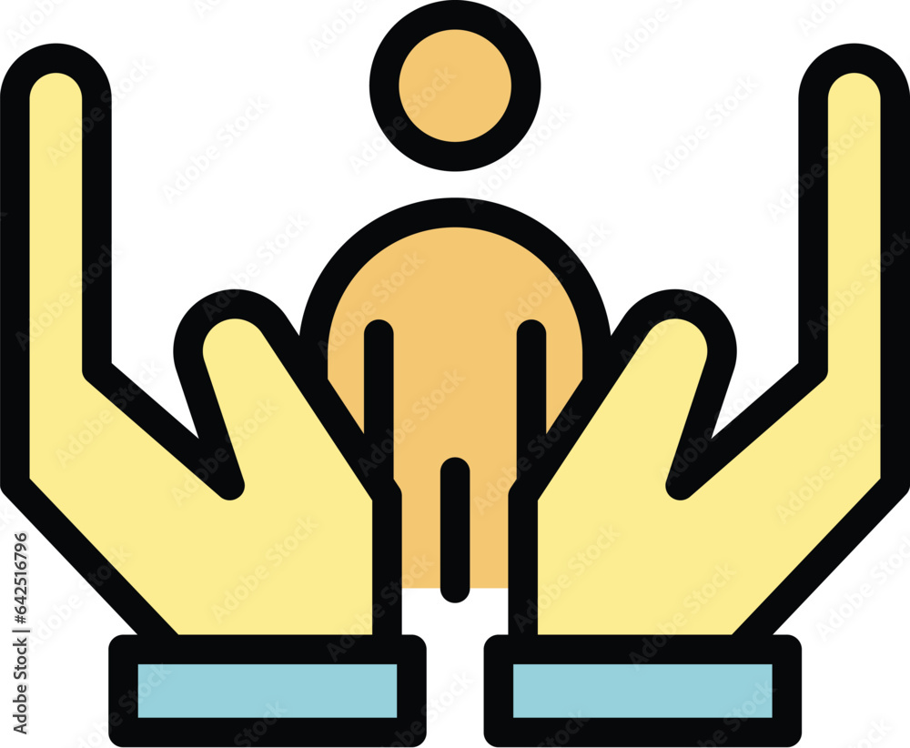 Sticker social care icon outline vector. people help. patient human color flat - Stickers