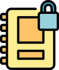 Secured folder icon outline vector. Security guard. Officer security color flat