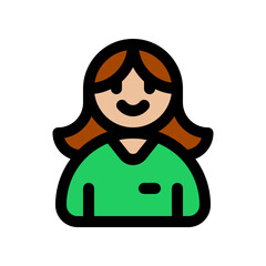 Fototapeta premium Editable female employee, person, user, worker, profession vector icon. Business, work, job, office. Part of a big icon set family. Perfect for web and app interfaces, presentations, infographics, etc