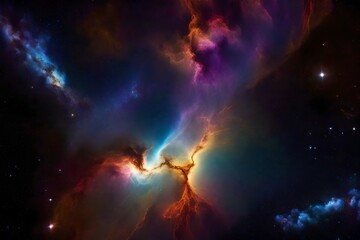 A blank canvas into a breathtaking view of a nebula with swirling colors and cosmic dust