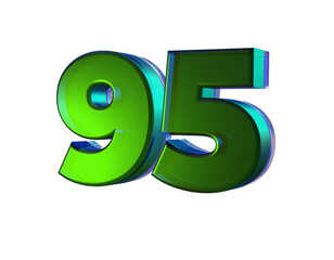 Number 95 3D render with green color