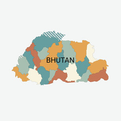 Bhutan vector map with administrative divisions