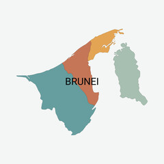 Brunei vector map with administrative divisions