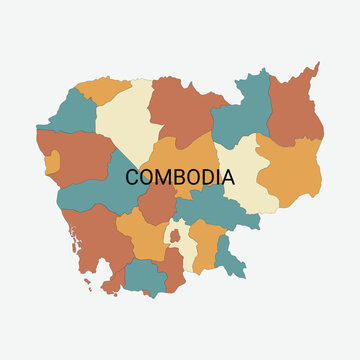Cambodia vector map with administrative divisions