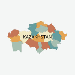Kazakhstan vector map with administrative divisions
