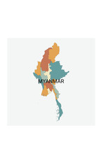 Myanmar vector map with administrative divisions