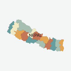 Nepal vector map with administrative divisions