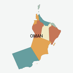 Oman vector map with administrative divisions