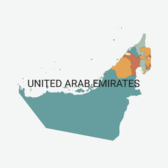 United Arab Emirates vector map with administrative divisions