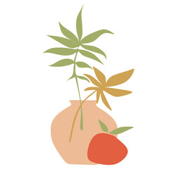 Vases and flowers line drawing. Vase illustration. Vector.