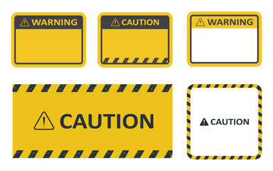 Warning sign. Blank warning Caution tape Black and yellow line striped. Blank Warning Sign yellow background space for text.