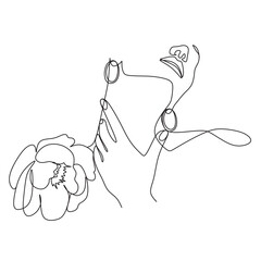 Line Art Woman. Portrait minimalistic style.One line vector illustration.