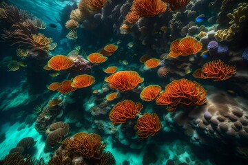 Naklejka na ściany i meble Mesmerizing underwater coral reef