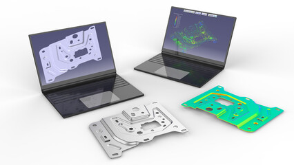 3D rendering - design a sheet forming part on a laptop concept