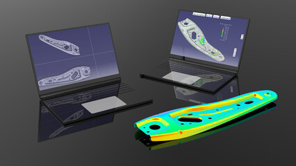 3D rendering - FEA study of a simple sheet metal part