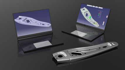 3D rendering - industrial designed working on a sheet metal bracket