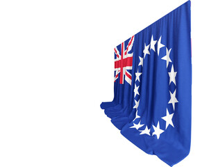 Cook Islands Flag Curtain in 3D Rendering Showcasing Cook Islands' Beauty