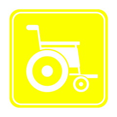 yellow wheelchair medical square icon