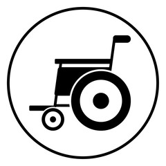 black wheelchair medical circle frame icon