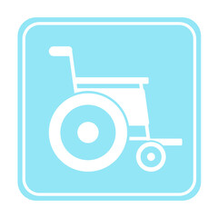 blue wheelchair medical square icon