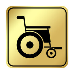 gold wheelchair medical square icon