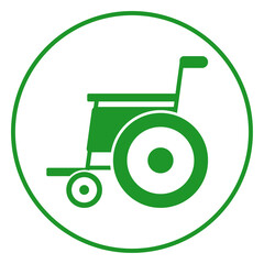 green wheelchair medical circle frame icon