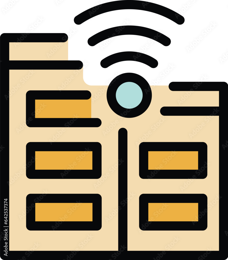 Poster wifi vpn icon outline vector. data access. server system color flat