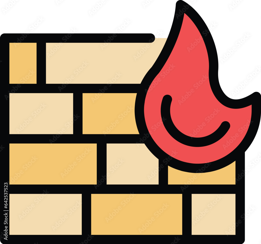 Poster firewall vpn icon outline vector. internet secure. server system color flat