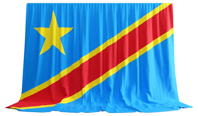 Congolese Flag Curtain in 3D Rendering Celebrating Congolese Identity