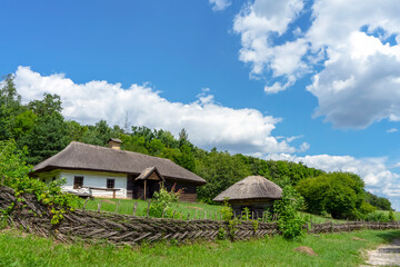 Fototapeta na wymiar Summer landscape of traditional Ukrainian village 