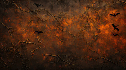 black and orange halloween textured for mystic  halloween background with bats 