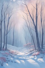 Majic forest in winter. AI generated illustration