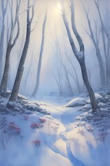 Majic forest in winter. AI generated illustration