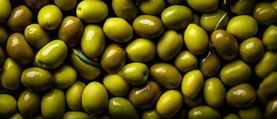 Green olives background full frame banner - Powered by Adobe