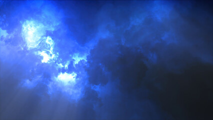 Obraz premium 3D rendering of thunderclouds with bright lightning flashes