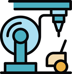 3d car printer roll icon outline vector. Print vehicle. Engine brake color flat