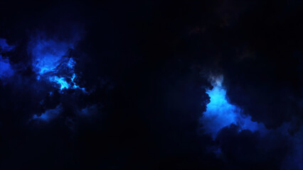 3D rendering of thunderclouds with bright lightning flashes