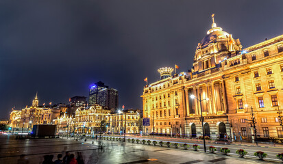 night view of the shanghai waitan