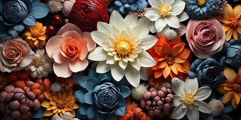 Obraz na płótnie Canvas paper cut out flowers background