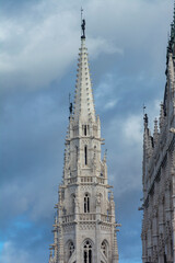 Fototapeta na wymiar Sharp Tower of the Hungarian Parliament Building in Budapest