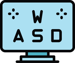 Online gamer icon outline vector. Pc challenge. Sport electronic color flat