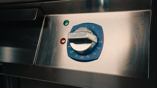 switch on the oven abl stove close-up degree of temperature of the appliance professional kitchen